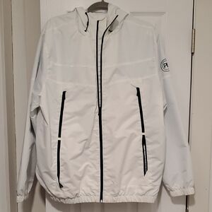 Perry Ellis White Hooded Windbreaker